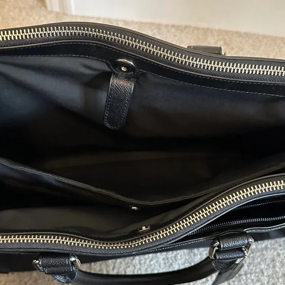 Coach Cross Grain Black Leather Briefcase Laptop Bag F59141 Metropolitan